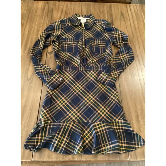 Veronica Beard Roberta Plaid Long Sleeve Ruffle Flannel Mini Dress US 2 NWT - Picture 2 of 12